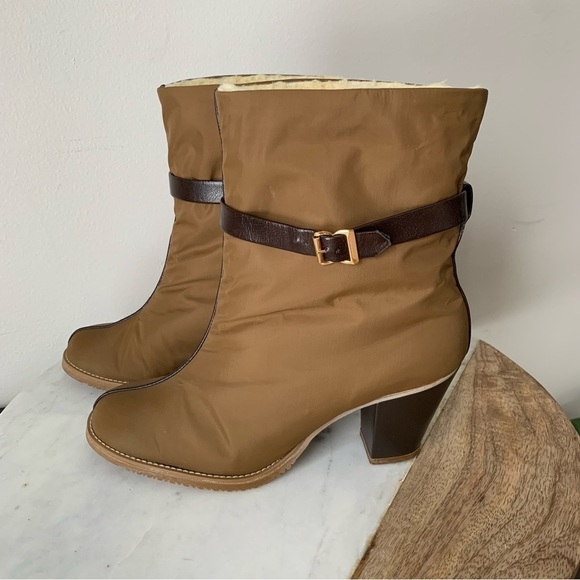 Vintage boot GOLO brand high heel boots, Nylon Tan Size 7 Vibram Sole Waterproof - Picture 4 of 15
